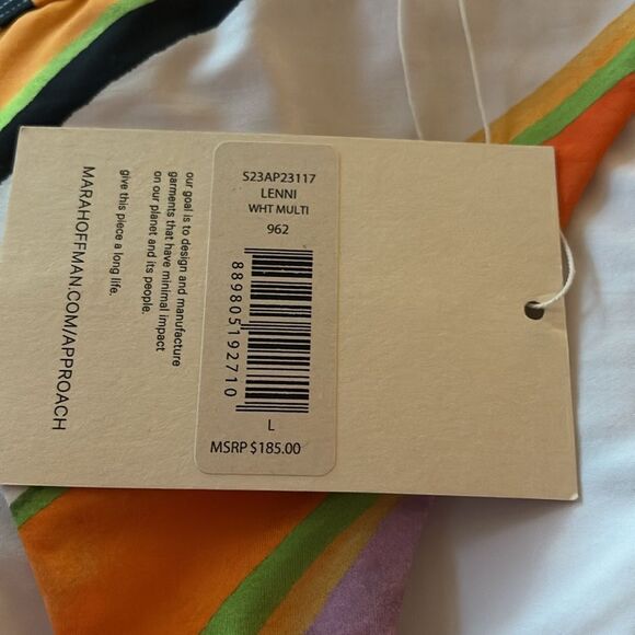 Mara Hoffman Women's White Print Lenni Bikini Bottom Swimwear Large NWT $185 - Picture 3 of 6